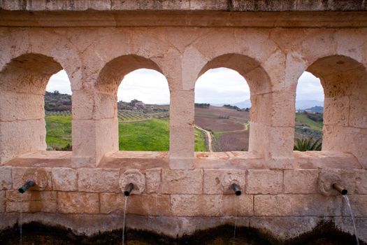Detail of Granfonte, Baroque fountain in Leonforte, Sicily - Italy
