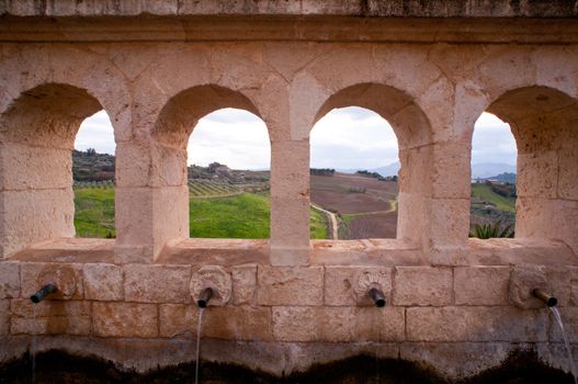 Detail of Granfonte, Baroque fountain in Leonforte, Sicily - Italy