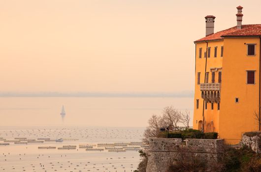 View of Duino castle near Trieste, Italy