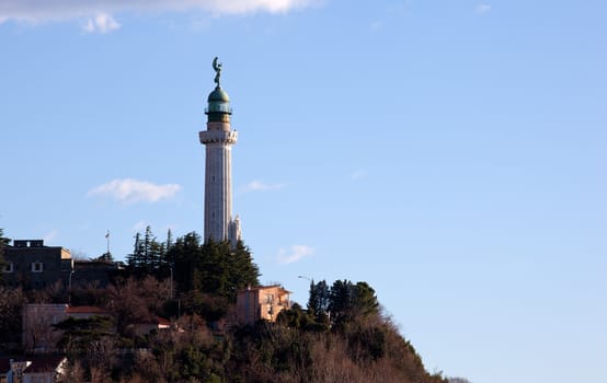 View of Lighthouse on the blue sky, Trieste - Italy