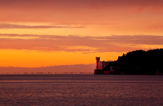 View of famous Miramare castle in Trieste - Italy