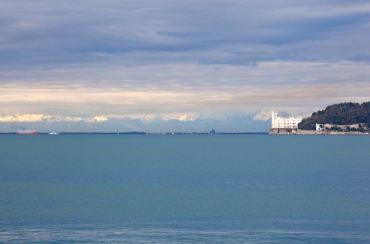View of famous Miramare castle in Trieste - Italy