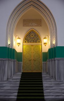 Door of muslim cultural center in Odessa, Ukraine