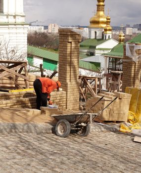 Construction workers, Pechersk Lavra monastery in Kiev - Ukraine
