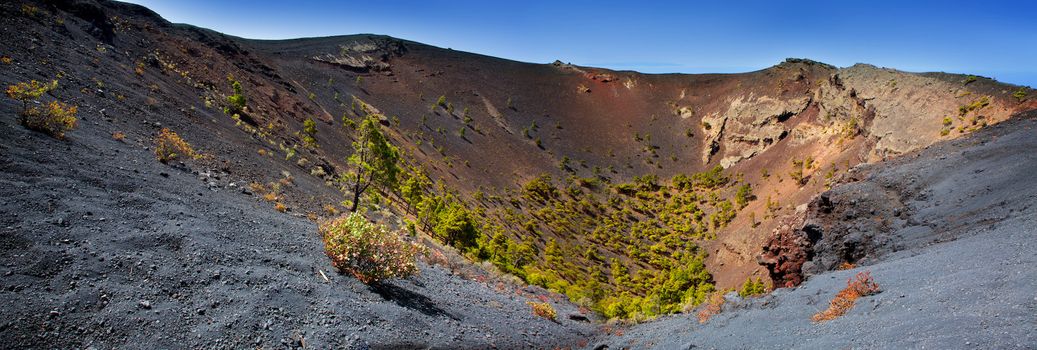 Crater in La Palma San Antonio volcano Fuencaliente at Canary islands