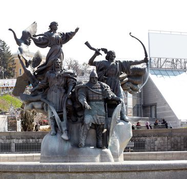 Brothers Kyi, SCEC, Khoriv, and their sister Lybed - Monument of City-founders, Independence Square in Kiev