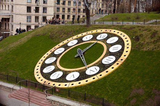 Flowerbed clock in Kiev, Ukraine