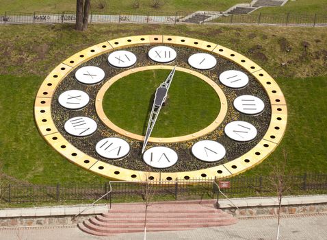 Flowerbed clock in Kiev, Ukraine