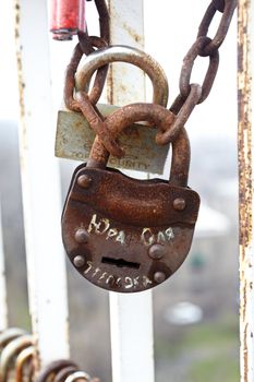 Bolt on the bridge, Kiev - Ukraine