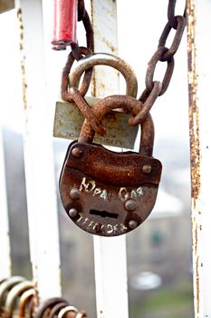 Bolt on the bridge, Kiev - Ukraine