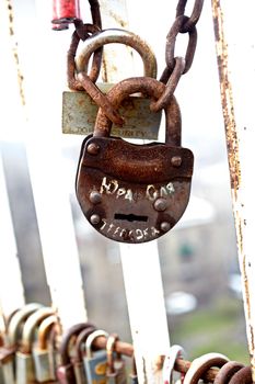 Bolt on the bridge, Kiev - Ukraine