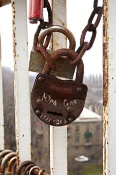 Bolt on the bridge, Kiev - Ukraine