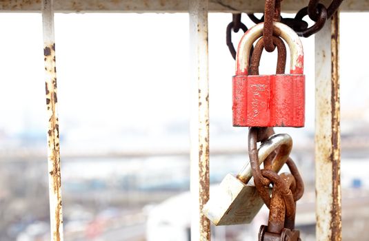 Bolt on the bridge, Kiev - Ukraine