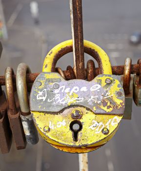 Bolt on the bridge, Kiev - Ukraine