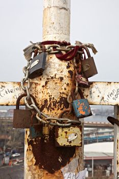 Bolt on the bridge, Kiev - Ukraine