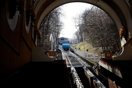 Cableway in action, Kiev - Ukraine