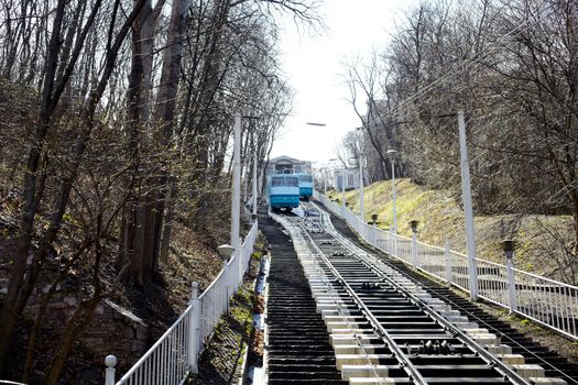 Cableway in action, Kiev - Ukraine