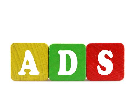 ads - isolated text in wooden building blocks