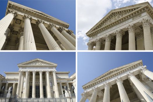 collage of courthouse, justice symbol