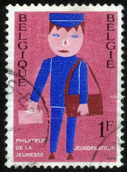 BELGIUM - CIRCA 1969: A stamp printed in Belgium shows image of postman, circa 1969