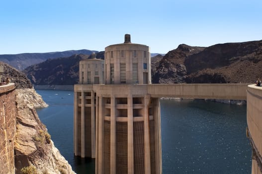 Hoover Dam (Boulder Dam), the dam on the Colorado River in Black Canyon, on the border of Arizona and Nevada, USA