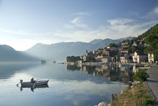 perast village by kotor bay in montenegro balkans