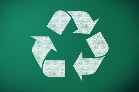 recycling symbol designed on green chalk board