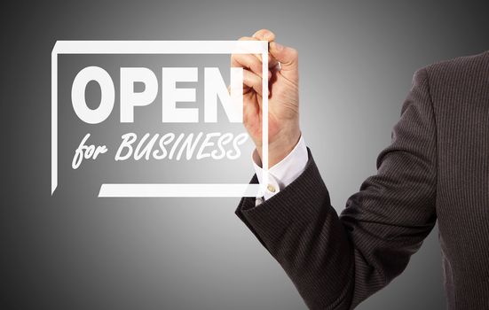 open for business sign hand drawn on to the screen