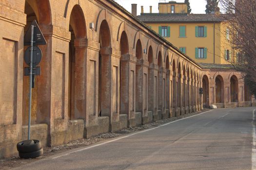 San Luca arcade is the longest porch in the world. Bologna, Italy