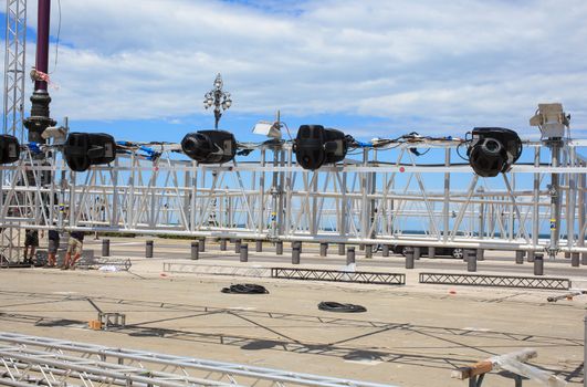 Scaffolding and a lot of Lights for concert
