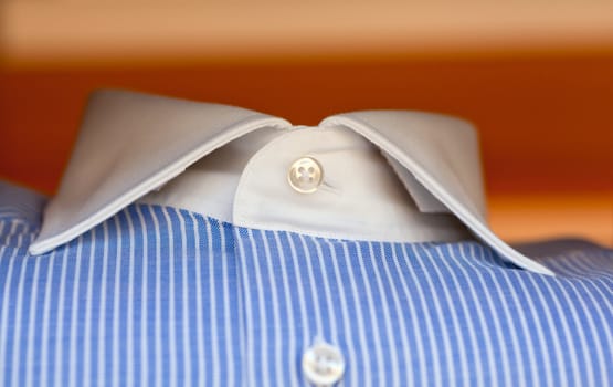 Close up of blue and white shirt