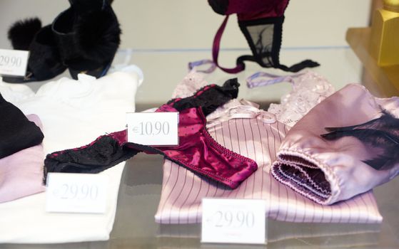 Panty and other women's clothing in a store