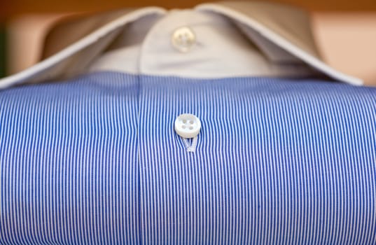 Close up of blue and white shirt