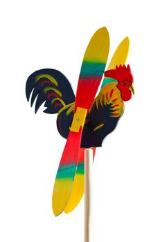 Photo of a colorful wooden rooster