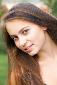 portrait of beautiful  teenager woman  outdoor