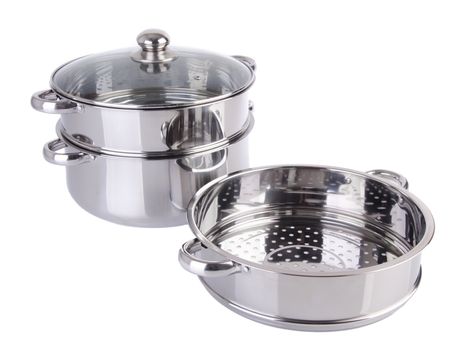 steamer pan on white background