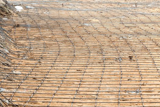 steel bars construction materials, in a construction site