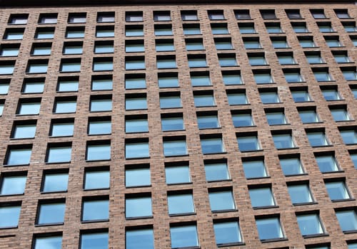 the many windows in the office building