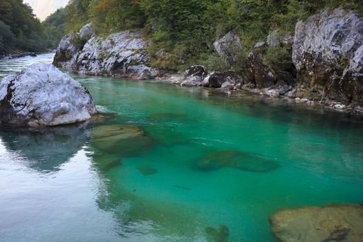 View of Soca river in Slovenia, Europe