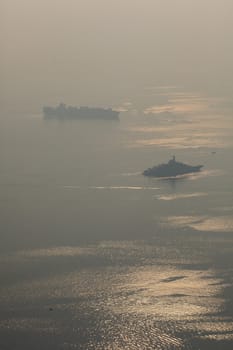 Ships on the adriatic sea in Trieste