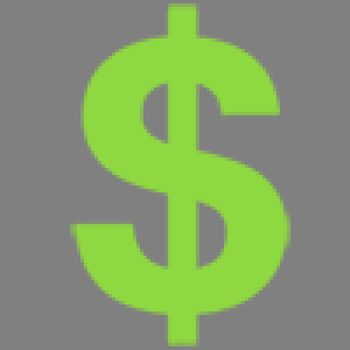 Pixel art. Sign dollar on gray background.