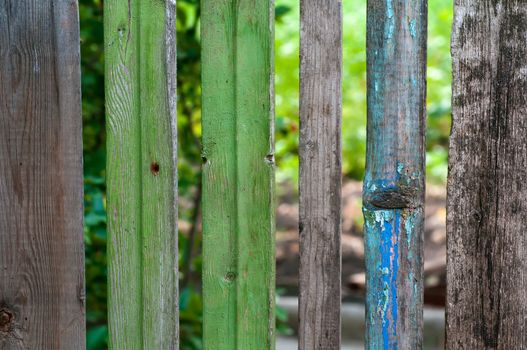 Old fence in village. Rhythm pattern