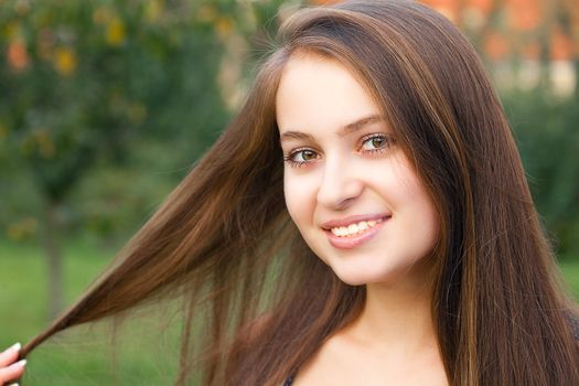 portrait of beautiful  teenager woman  outdoor