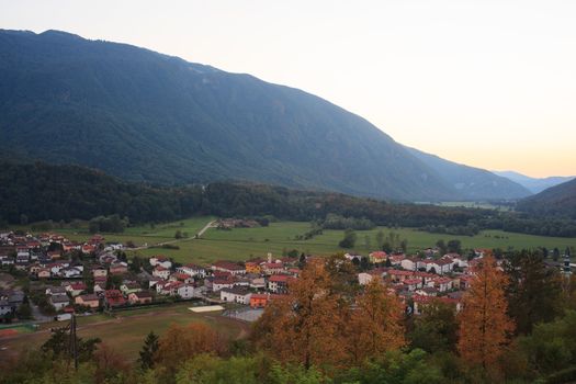 View of Kobarid, little town in Slovenia