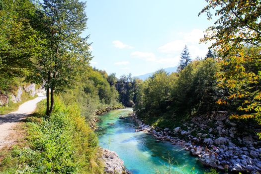 View of Soca river in Slovenia, Europe