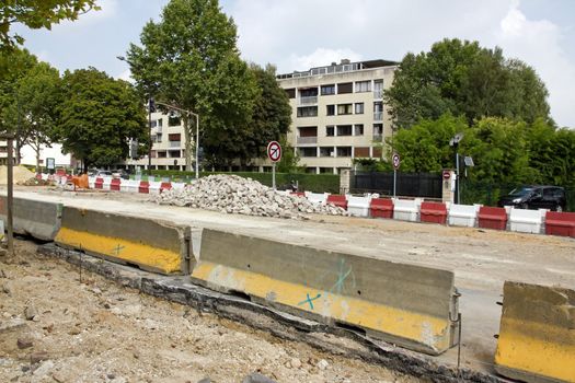 repair completes of a main road, suburb of Paris  France