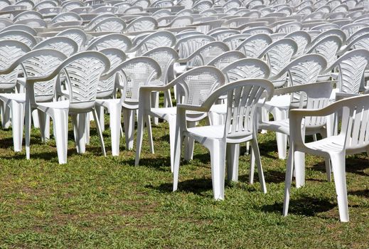 Empty seats, outdoor concert, ended or not yet begun show