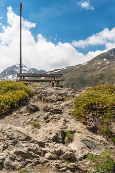 Bench for rest on the Simplon Pass, Switzerland