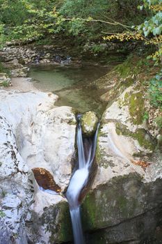 Little waterfall near the famous Kozjak waterfall (Slap Kozjak) - Kobarid, Julian Alps in Slovenia