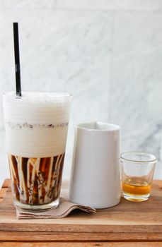 Jelly coffee for drink with milk and syrup